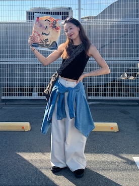 「OLEND（オレンド）のアイテム」を使った、Rannaさん（レディース・166cm）の夏コーディネート