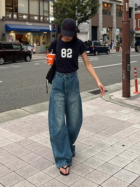 「アイテム（キャップ）」を使った、Rannaさん（レディース・166cm）の夏コーディネート