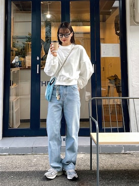 「ほめられ本命コーデ」｜「アイテム（スウェット）」を使った、Rannaさん（レディース・167cm）の冬コーディネート