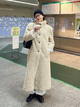 「アイテム（スウェット）」を使った、Rannaさん（レディース・166cm）の冬コーディネート