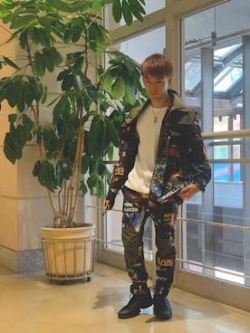 「半袖シャツ」｜「アイテム（ブルゾン）」を使った、RYOさん（メンズ・163cm）の夏コーディネート
