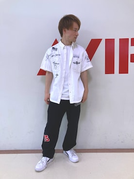 「AVIREX（アヴィレックス）のアイテム（スウェットパンツ）」を使った、RYOさん（メンズ・163cm）の春コーディネート
