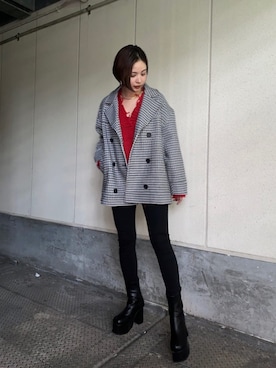 「EMODA（エモダ）のアイテム（その他アウター）」を使った、永田沙織(EMODA)さん（レディース・163cm）の秋コーディネート