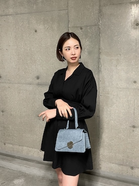 「EMODA」｜「アイテム（シャツワンピース）」を使った、永田沙織(EMODA)さん（レディース・163cm）の冬コーディネート