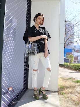 「EMODA（エモダ）のアイテム（ピアス（両耳用））」を使った、永田沙織(EMODA)さん（レディース・163cm）の春コーディネート