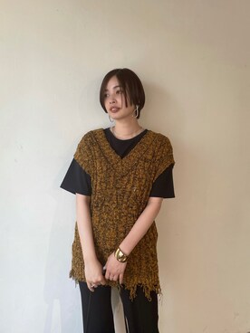 「EMODA（エモダ）のアイテム（ベスト）」を使った、永田沙織(EMODA)さん（レディース・163cm）の夏コーディネート