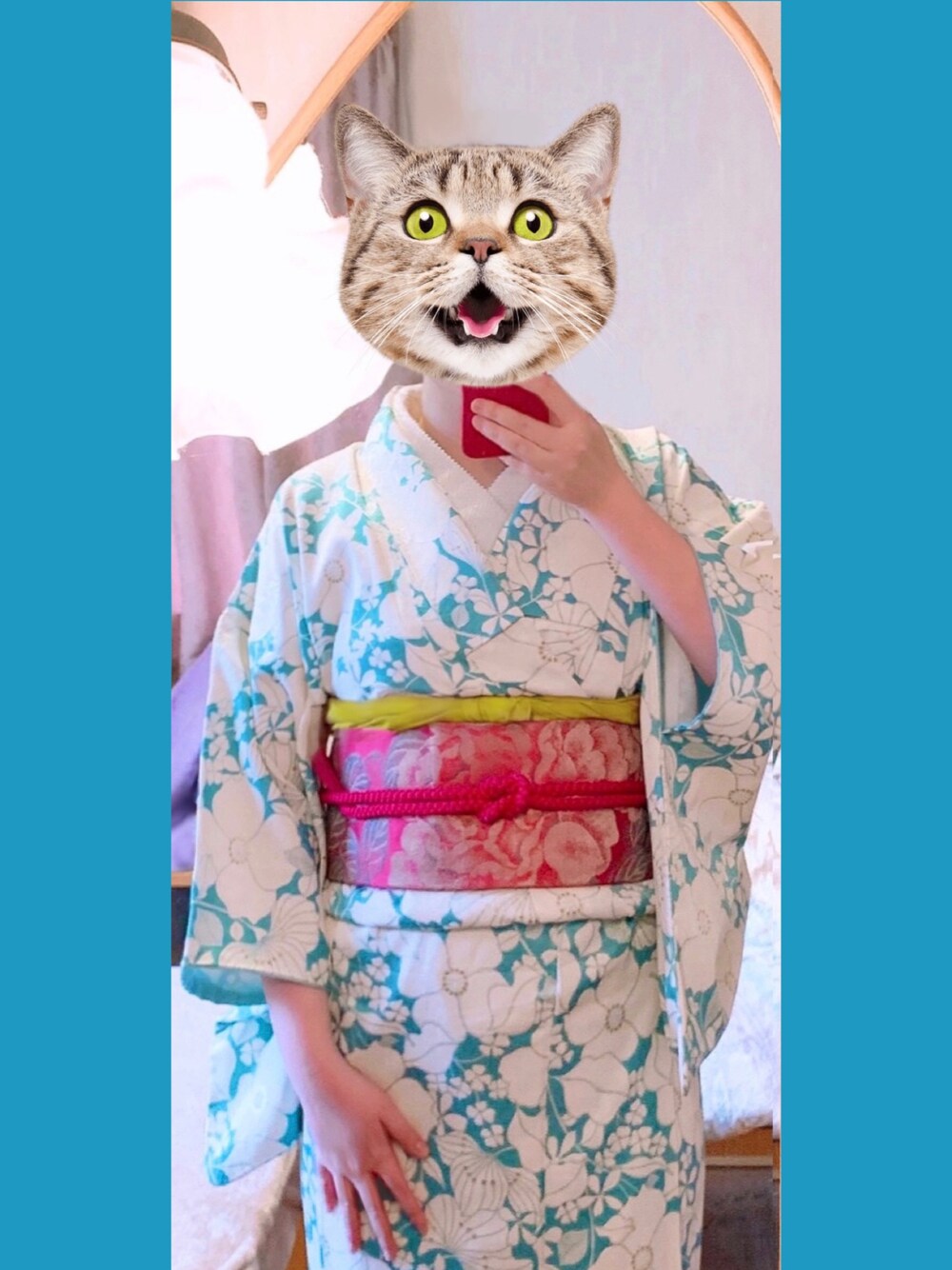 「着物、和洋折衷、アンティーク帯、ビーズ半衿、大正浪漫、レトロ」｜「USEDのアイテム（和装小物、ピンク系）」を使った、つむぎさん（レディース・160cm）の秋コーディネートの1枚目の写真