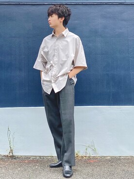 「くすみカラー」｜「アイテム（スリッポン）」を使った、ざわ_低身長男子styleさん（メンズ・163cm）の夏コーディネート