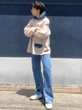 「LiNoH（リノー）のアイテム（パンツ）」を使った、ざわ_低身長男子styleさん（メンズ・163cm）の春コーディネート