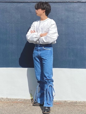 「SHAREEF（シャリーフ）のアイテム（スウェット）」を使った、ざわ_低身長男子styleさん（メンズ・163cm）の秋コーディネート