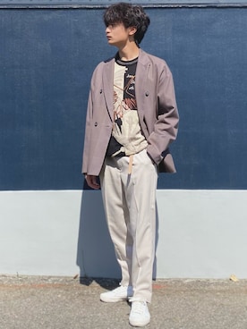 「STUDIOUS（ステュディオス）のアイテム（テーラードジャケット）」を使った、ざわ_低身長男子styleさん（メンズ・163cm）の秋コーディネート