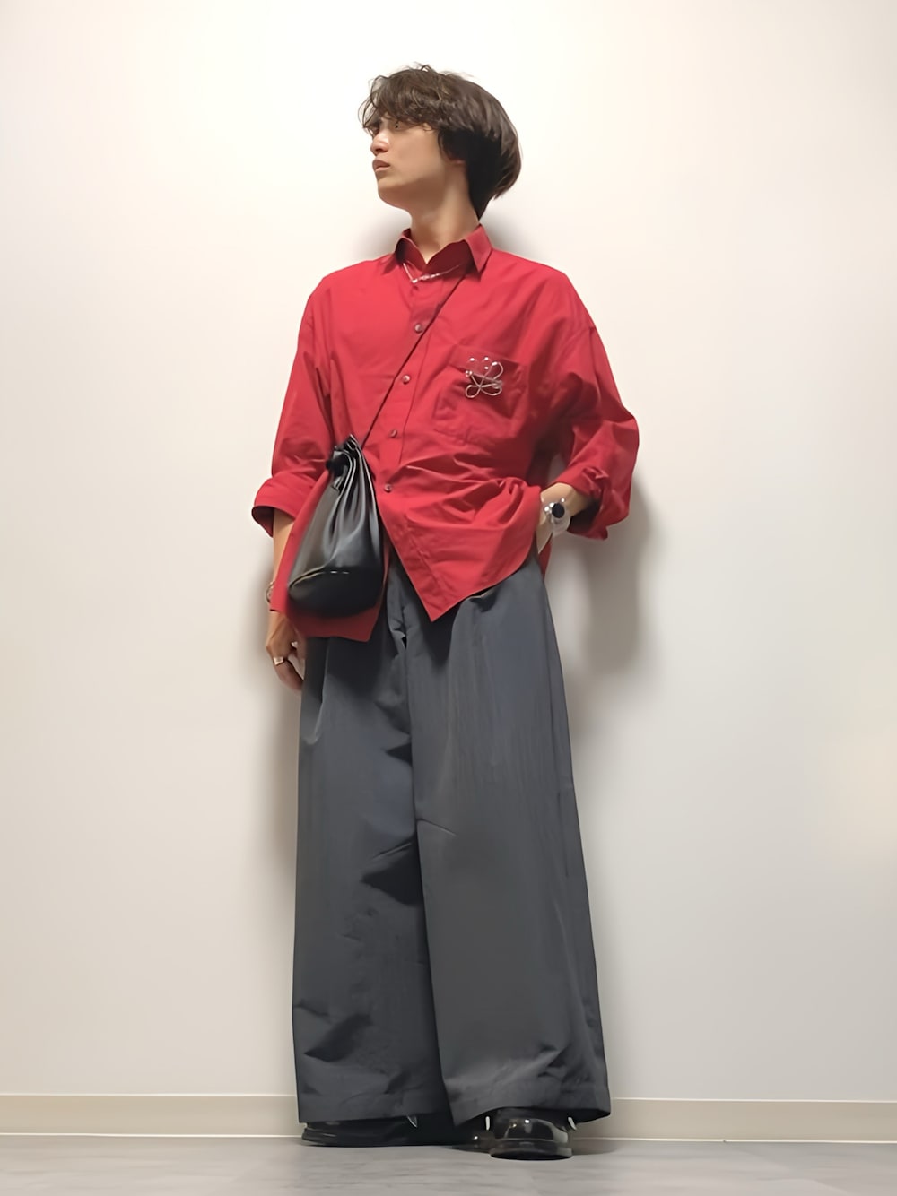 「低身長、低身長コーデ、163cm、夏コーデ、maisonspecial、kolor、TOGA、DEVICE(DEVICE)」｜「kolorの＜kolor（カラー）＞ １プリーツ ワイド パンツ■■■（その他パンツ、グレー系）」を使った、ざわ_低身長男子styleさん（骨格ストレート・メンズ・163cm）の夏コーディネートの1枚目の写真