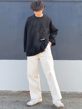 「SHAREEF（シャリーフ）のアイテム（スウェット）」を使った、ざわ_低身長男子styleさん（メンズ・163cm）の春コーディネート