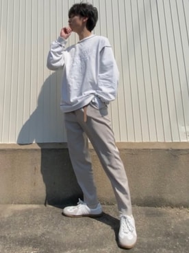 「SHAREEF（シャリーフ）のアイテム（スウェット）」を使った、ざわ_低身長男子styleさん（メンズ・163cm）の春コーディネート