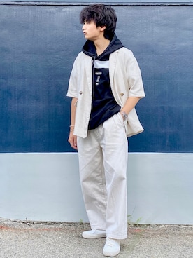 「SHAREEF（シャリーフ）のアイテム（パーカー）」を使った、ざわ_低身長男子styleさん（メンズ・163cm）の秋コーディネート
