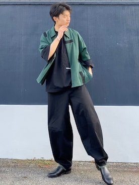 「刺繍Tシャツ」｜ざわ_低身長男子styleさん（メンズ・163cm）の秋コーディネート