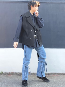 「RYO TAKASHIMA（リョウタカシマ）のアイテム（ベスト）」を使った、ざわ_低身長男子styleさん（メンズ・163cm）の春コーディネート