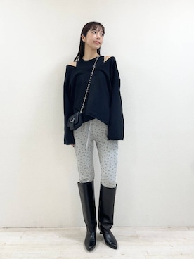 「eL（エル）の【eL】Wide Long Boots/1052793（ブーツ、ブラック系）」を使った、フィーさん（レディース・164cm）の秋コーディネート