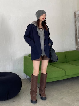 「JEANASIS（ジーナシス）のルーズFITロングブーツ/581263（ブーツ）」を使った、フィーさん（レディース・164cm）の秋コーディネート