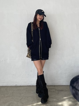 「JEANASIS（ジーナシス）のルーズFITロングブーツ/581263（ブーツ）」を使った、フィーさん（レディース・164cm）の秋コーディネート