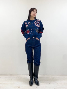 「eL（エル）の【eL】Wide Long Boots/1052793（ブーツ、ブラック系）」を使った、フィーさん（レディース・164cm）の秋コーディネート