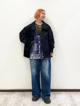 「JEANASIS（ジーナシス）のアイテム（ミリタリージャケット）」を使った、フィーさん（レディース・164cm）の冬コーディネート