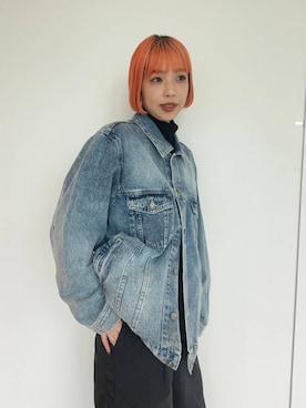 「JEANASIS（ジーナシス）のアイテム（デニムジャケット）」を使った、フィーさん（レディース・164cm）の冬コーディネート