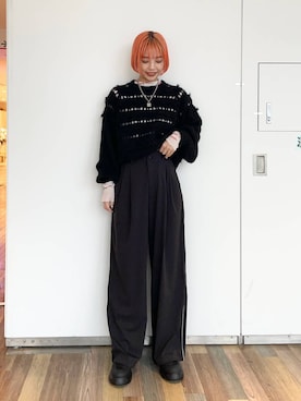 「JEANASIS（ジーナシス）のアイテム（スラックス）」を使った、フィーさん（レディース・164cm）の冬コーディネート