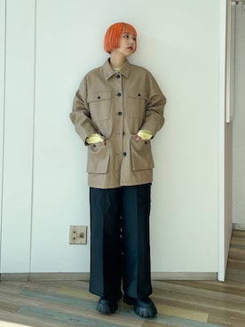「JEANASIS（ジーナシス）のアイテム（ミリタリージャケット）」を使った、フィーさん（レディース・164cm）の冬コーディネート