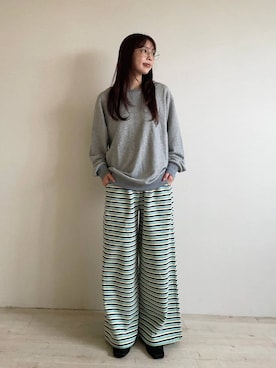 「JEANASIS（ジーナシス）のWブリッジメガネ/1047039（メガネ、シルバー系）」を使った、フィーさん（レディース・164cm）の秋コーディネート