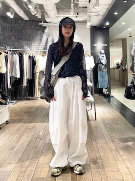 「JEANASIS（ジーナシス）のアイテム（キャップ）」を使った、フィーさん（レディース・165cm）の春コーディネート