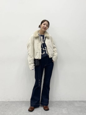 「JEANASIS（ジーナシス）のアイテム（ブルゾン）」を使った、フィーさん（レディース・164cm）の冬コーディネート