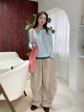 「JEANASIS（ジーナシス）のアイテム（パンツ）」を使った、フィーさん（レディース・165cm）の春コーディネート