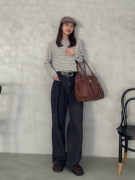 「JEANASIS（ジーナシス）のスタッズボリュームサボ/571517（サンダル）」を使った、フィーさん（レディース・164cm）の夏コーディネート