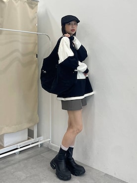 「アイテム（ハンチング/ベレー帽）」を使った、フィーさん（レディース・164cm）の秋コーディネート