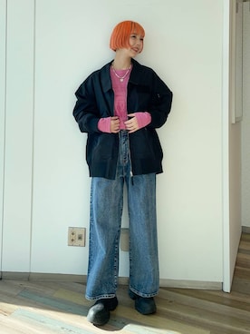 「JEANASIS（ジーナシス）のアイテム（ミリタリージャケット）」を使った、フィーさん（レディース・164cm）の春コーディネート