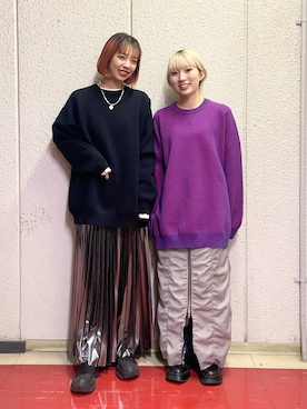「JEANASIS（ジーナシス）のスクエアトゥニットゴアブーツ/125427（ブーツ）」を使った、フィーさん（レディース・164cm）の冬コーディネート