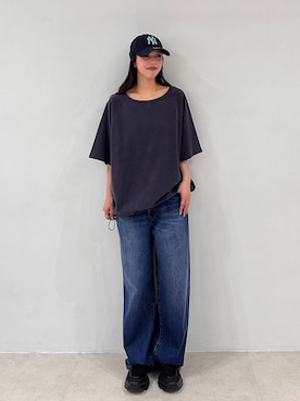 「JEANASIS（ジーナシス）の【選べる着丈】ヴィンテージミニウラケSS/666092（Tシャツ/カットソー）」を使った、フィーさん（レディース・165cm）の春コーディネート