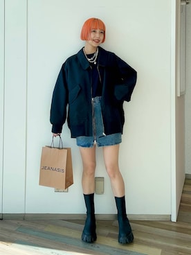 「JEANASIS（ジーナシス）のアイテム（ミリタリージャケット）」を使った、フィーさん（レディース・164cm）の冬コーディネート