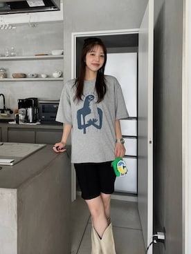 「JEANASIS（ジーナシス）のウエスタンインヒールブーツ/1063790（ブーツ、ホワイト系）」を使った、フィーさん（レディース・164cm）の夏コーディネート