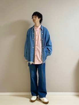 「EDWIN」｜「アイテム（デニムジャケット）」を使った、Honeyさん（メンズ・176cm）の春コーディネート
