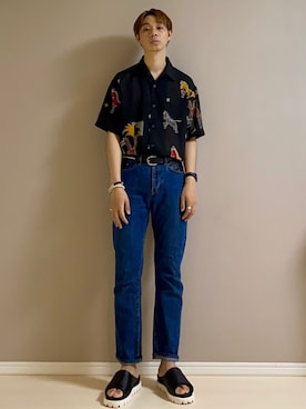 「KENZO」｜「アイテム（サンダル）」を使った、Honeyさん（メンズ・176cm）の夏コーディネート