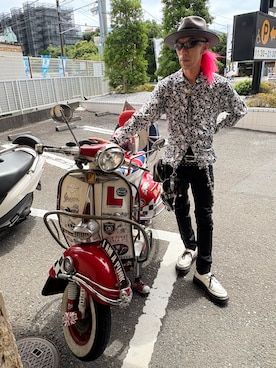 「アイテム（ハット）」を使った、Takaya さん（メンズ・172cm）の夏コーディネート