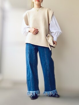 「Soierie（ソワリー）のアイテム（ネックレス）」を使った、希々さん（レディース・157cm）の秋コーディネート