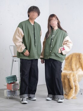 「pairpair」｜「アイテム（スタジャン）」を使った、pairpairさん（レディース・160cm）の秋コーディネート