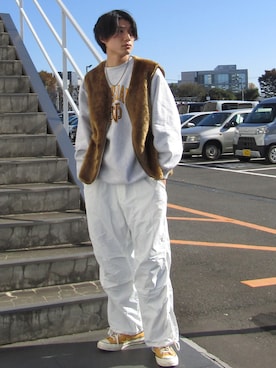「BROKEN BASE（ブロークンベース）のアイテム（その他パンツ）」を使った、DAIさん（メンズ・178cm）の秋コーディネート