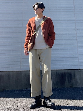 「ワッフル」｜「アイテム（チノパンツ）」を使った、DAIさん（メンズ・178cm）の秋コーディネート