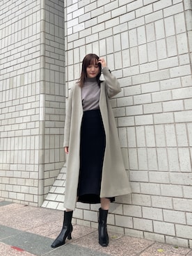 「カラーコート」｜「アイテム（その他アウター）」を使った、藤井さん（レディース・166cm）の冬コーディネート
