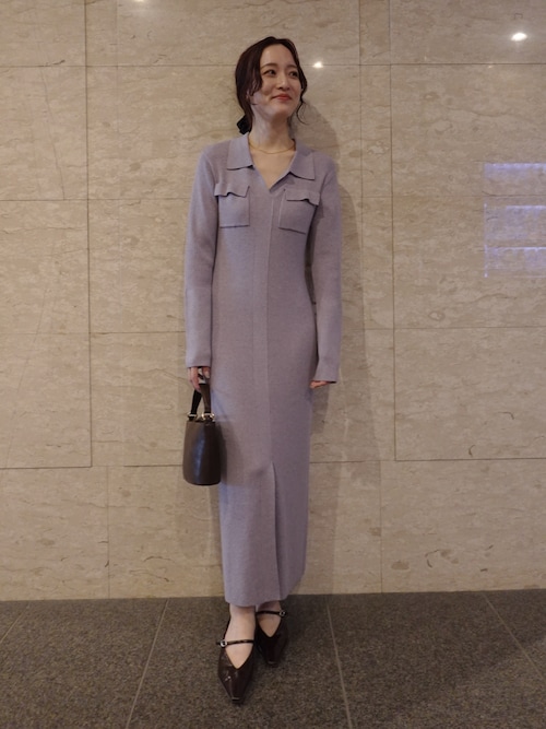 フラップポケットリブニットワンピース｜ラグナムーン（LAGUNAMOON