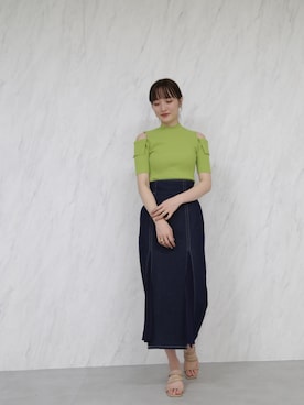 「ピスタチオ」｜「アイテム（アクセサリー）」を使った、藤井さん（レディース・166cm）の冬コーディネート